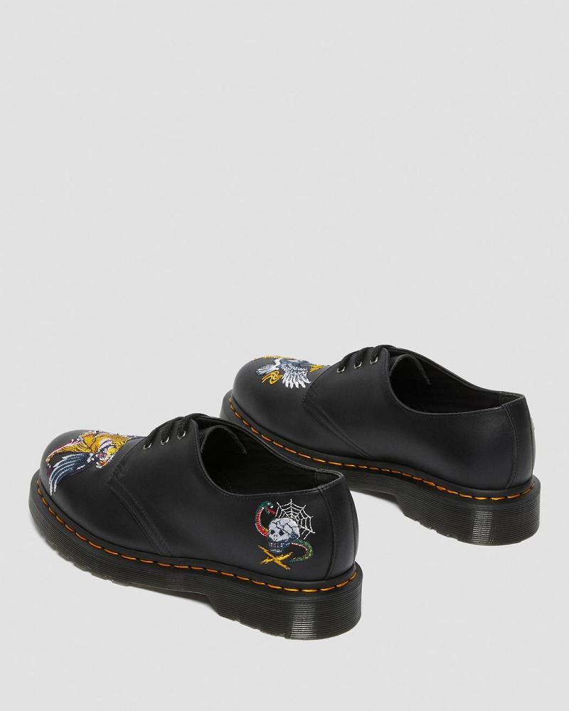 Dr Martens 1461 Souvenir Embroidered Læder Oxford Sko Dame Sort | DK 373RVD